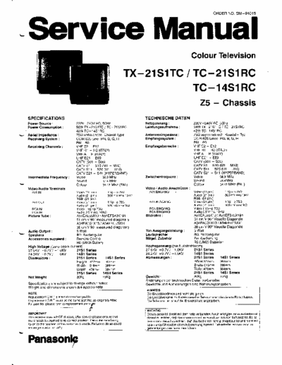 Panasonic TX-21S1TC Shematic diagram of Panasonic TX21S1TC, TC21S1RC, TC14S1RC